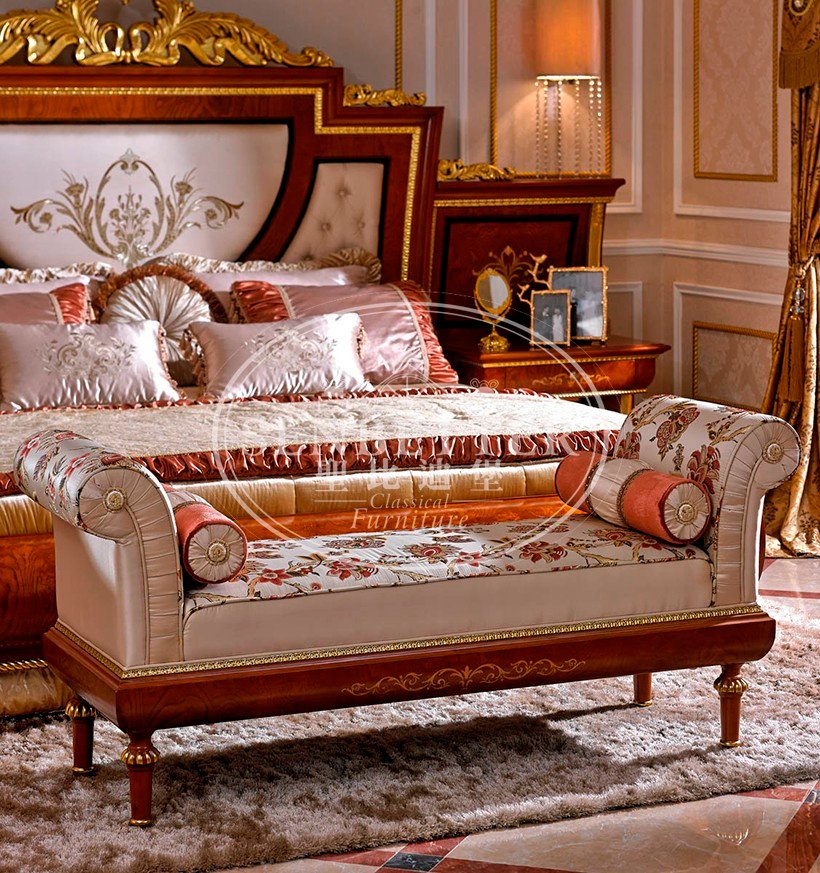 high end italian bedroom furniture with solid wood table and chairs for royal home and villa-4