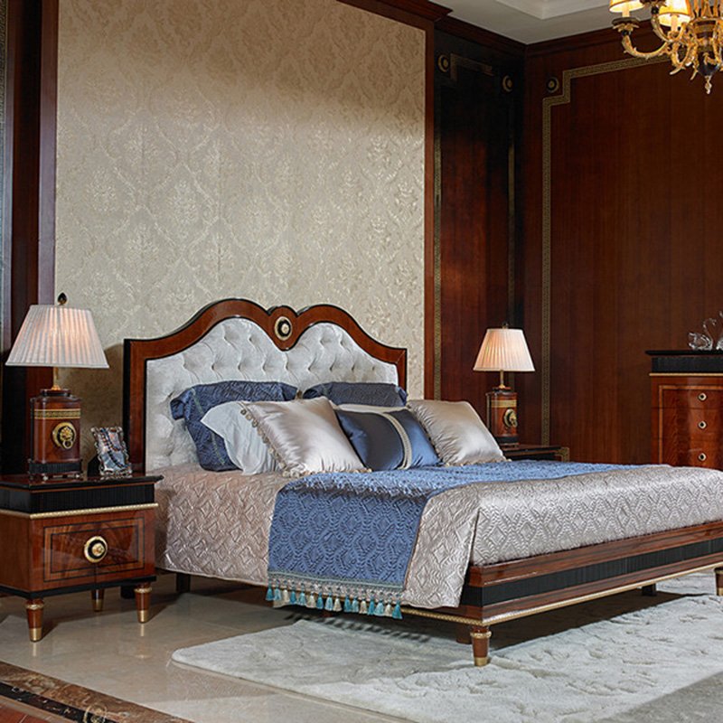 Spain Simple Design High Gross Mahogany Veneer Bedroom Set ...