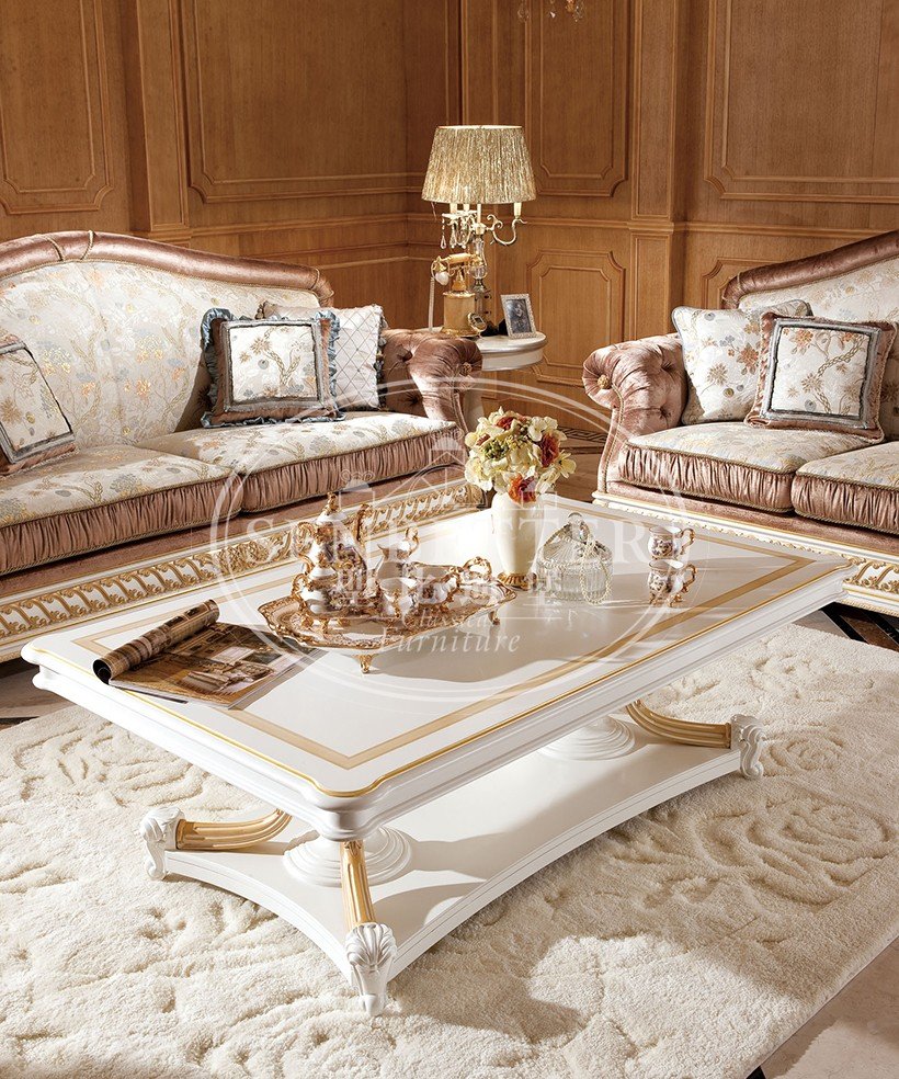 high-quality 2 piece living room set with brass accessory for villa-3