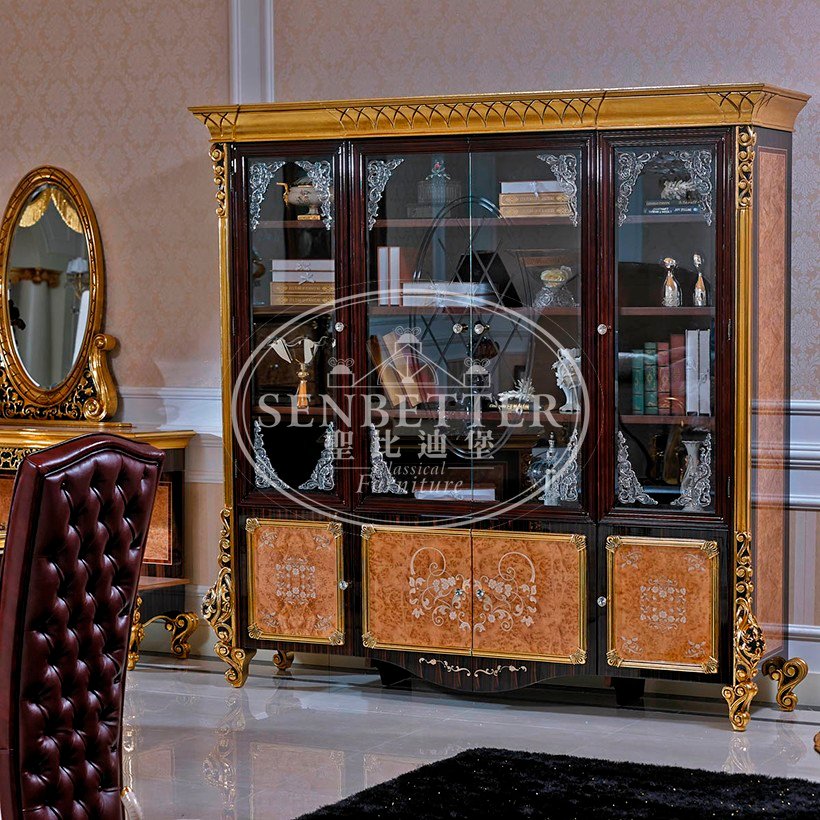 Royal Gold Louis French Antique Carved Luxury Classic Study Room / Office Furniture 0061-4