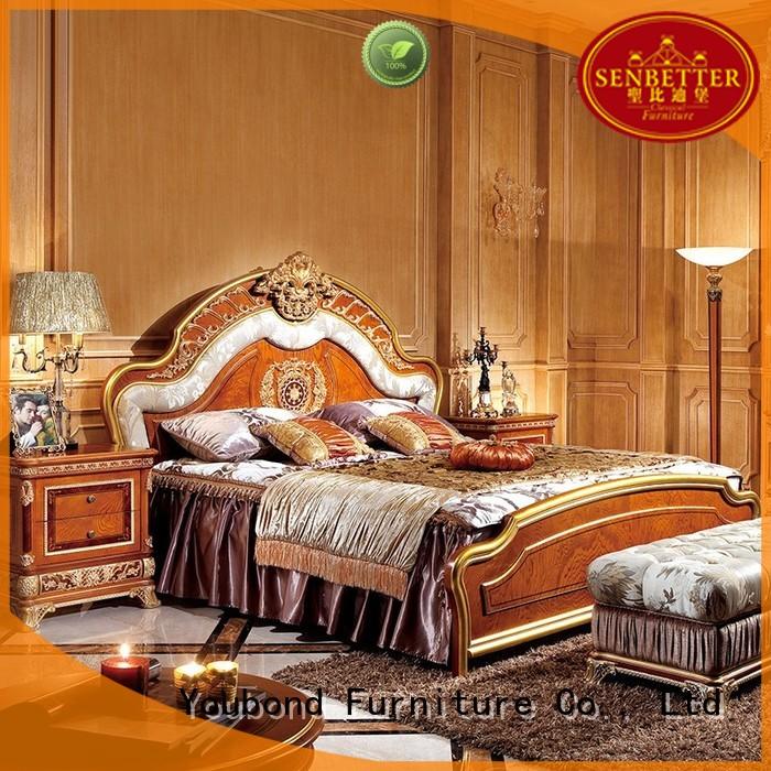 Senbetter newly antique bedroom furniture with shiny brass accessory decoration for decoration