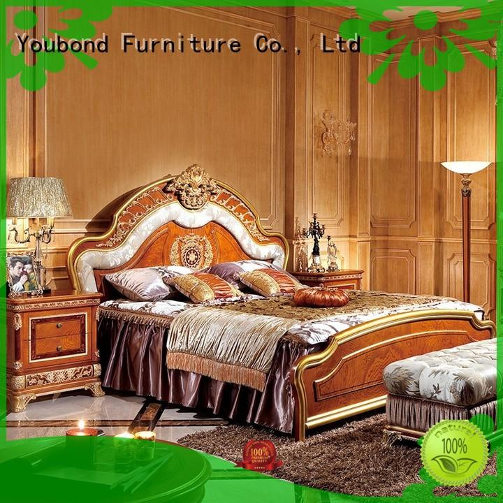 Senbetter mahogany vintage bedroom furniture with solid wood table and chairs for royal home and villa
