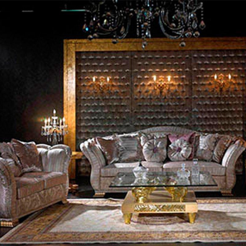 European Style Living Room Furniture With Fabric Sofa For Luxury Home & Hotel Lobby 10052