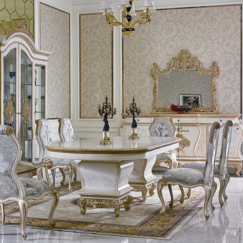 Senbetter European Elegant Classic Luxury Wooden Dining Room Fruniture Set For Villa 0067 Classic Dining Room Furniture image6