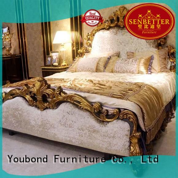 luxury real wood bedroom furniture with white rim for decoration Senbetter