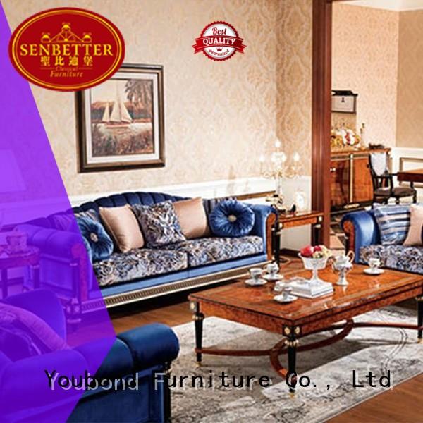 Senbetter luxury living room furniture with brass accessory for hotel