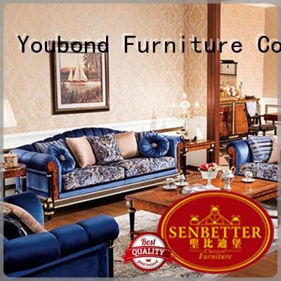 Senbetter classical sofa set for small living room with long dining table for villa