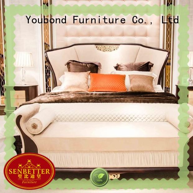 Senbetter italian style vintage bedroom furniture with white rim for royal home and villa