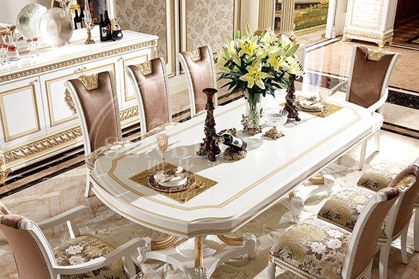 royal solid wood dining room table with buffetfor villa-2