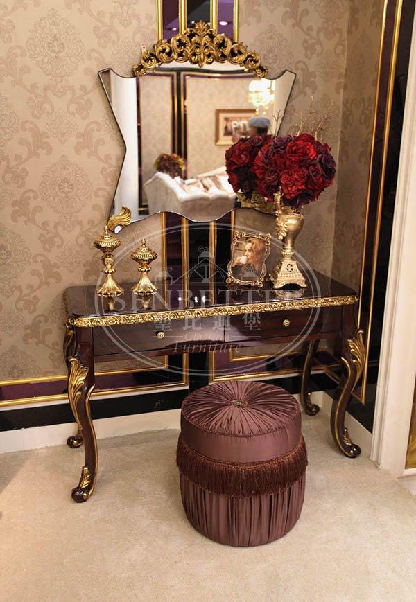 Senbetter royal italian bedroom furniture with white rim for royal home and villa-3